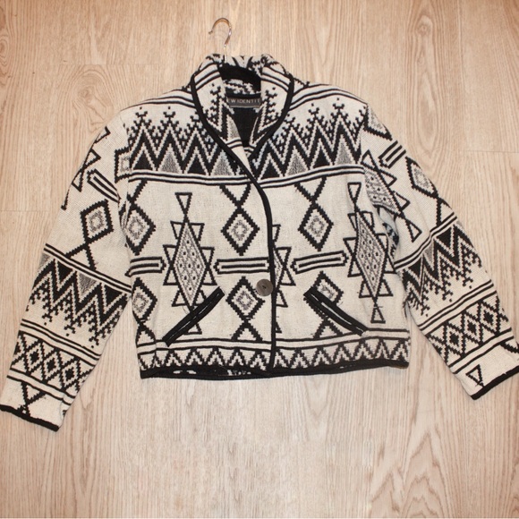 New Identity Jackets & Blazers - Tribal Patterned Black and White Jacket